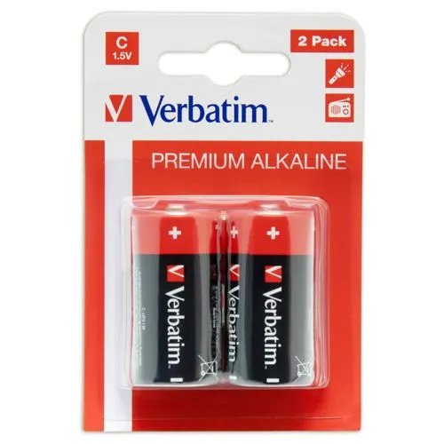 Verbatim Batterie Alkaline Baby C LR14 1.5V - 2-Pack Premium, zuverlässige und langlebige Energie für Ihre Geräte