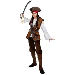 Funidelia Piraten-Kostüm Karibik Piratin - Captain Jacky für Karneval - Klassisches Piratenkostüm für Damen in XXL, ideal für Karneval oder Fasching. Enthält Hemd, Hose, Jacke, Hut und Überziehstiefel – perfekt für unvergessliche Abenteuer auf hoher See!
