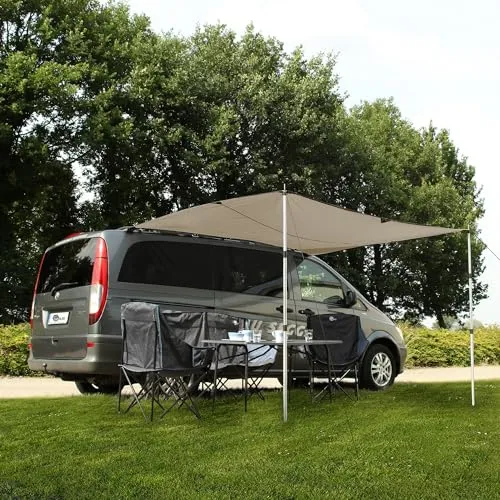 yourGEAR Motorhome Cotton Tarp TC 260 x 240 - Hochwertiges Sonnensegel für Bus und Auto - Sonnensegel aus robustem TC-Material (65% Polyester / 35% Baumwolle) mit Aluminiumgestänge, ideal für Camping und Outdoor-Aktivitäten.