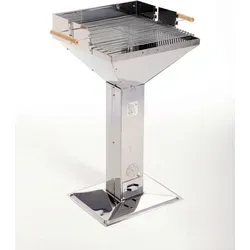 Mr. Gardener Trichtergrill Nebraska aus Edelstahl - Säulengrill für Holzkohle, freistehend und tragbar mit einer Grillfläche von 48x46,5 cm – perfekt für Grillpartys im Garten oder beim Camping.