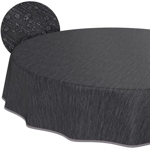 ANRO Wachstuchtischdecke Rund 140cm - Gelb - Tischdecken für Indoor und Outdoor, wasserabweisend und pflegeleicht, ideal für Garten und Camping.