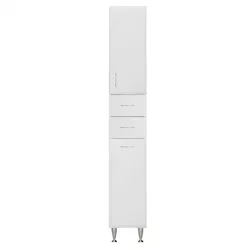 Leziter Bianca Plus 30 Hochschrank – Hochglanz Weiß - Praktischer Hochschrank mit 1 Tür und 2 Schubladen. Ideal für kleine Badezimmer, bietet viel Stauraum und überzeugt durch sein elegantes Design in Hochglanz Weiß.