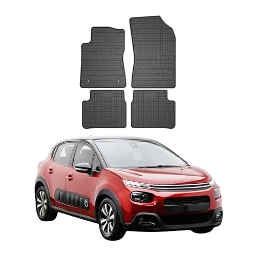 OMAC Gummi Fußmatten für Citroen C3 2016-2024 - Hochwertige 4tlg. Gummimatten, wasserdicht und rutschfest – idealer Schutz für den Innenraum Ihres Citroen C3.