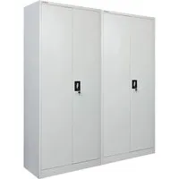 PROREGAL Flügeltürenschrank ELEPHANT 2er Set - abschließbar, 180x80x40cm - Robustes 2er Set aus pulverbeschichtetem Stahl für sichere Aufbewahrung. 2 abschließbare Türen, 6 Fächer und Kleiderstange für optimalen Stauraum. Ideal für Büro und Lager.