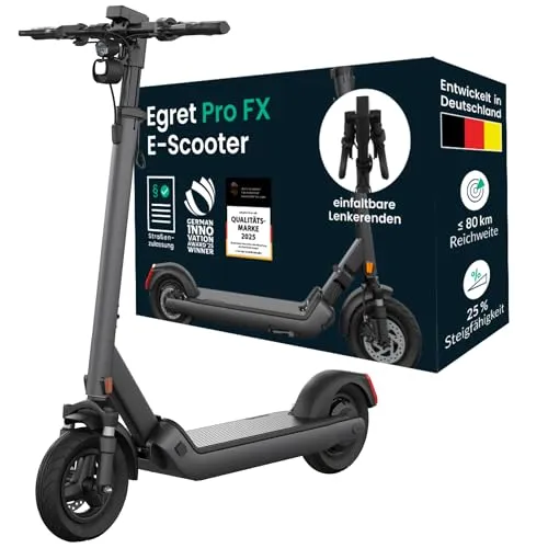 Egret Pro FX Graphite E-Scooter - Elektro-Scooter mit leistungsstarkem Motor und elegantem Design für ein komfortables Fahrgefühl in der Stadt.