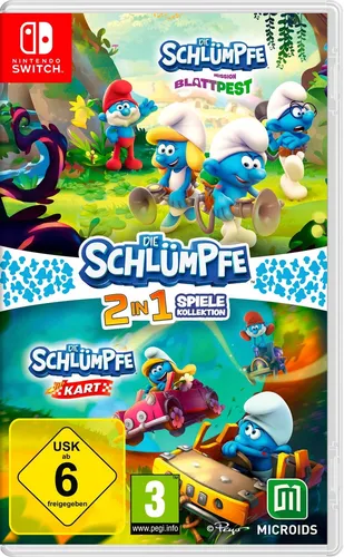 Die Schlümpfe 2in1 Spiele Kollektion - Nintendo Switch - Switch Spiele ab 6, erlebe zwei spannende Abenteuer mit den Schlümpfen: rette den Wald in "Mission Blattpest" und rase in "Die Schlümpfe: Kart" durch aufregende Strecken!