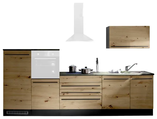 Mid.you Küchenleerblock Anthrazit, Eiche Artisan - Küchenzeilen mit 320 cm Breite, antibakterielle Arbeitsplatte und viel Stauraum für eine moderne und funktionale Küche.