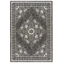 Mazovia Designteppich In-Outdoor-Teppich Pflanzlich Vintage Balkon Terrasse, Patio, Pavillon, 120 x 170 cm, Wasserdicht grau 120 x 170 cm