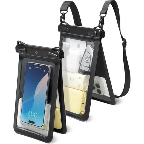 Spigen - Waterproof Case (A603) - IPX8, for Phone, max 6.9" - Black (Apple iPhone 12, Apple iPhone 13, Apple iPhone 14, Apple iPhone 15, Apple iPhone 16, Google Pixel 7, Google Pixel 8, Google Pixel 9) (197487)
