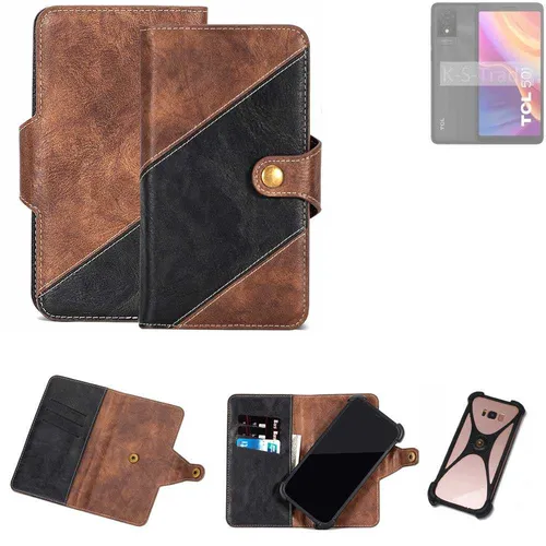 Handy Hülle für TCL 501 Wallet Case Cover Smartphone Braun
