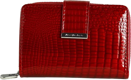 Jennifer Jones Damen Geldbörse mit RFID Blocker - Elegante Damen Geldbörse aus rotem Croco Echtleder mit RFID-Schutz, ideal für sicheren Kartenverkehr und stilbewusste Frauen.