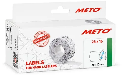 Meto Preisauszeichner Etiketten (26x16 mm, 6.000 Stück, weiß, tiefkühl permanent, Preisetiketten für Meto, Contact, Sato, Avery, Tovel etc.)