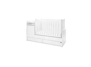 Lorelli Babybett Trend Plus 70x160cm mit Schaukelfunktion - Vielseitiges Babybett aus stabiler Melamin-Spanplatte, ideal für Neugeborene. Mit Schaukelfunktion, zwei praktischen Schubladen und abnehmbaren Gitterelementen für einfaches Ein- und Aussteigen.