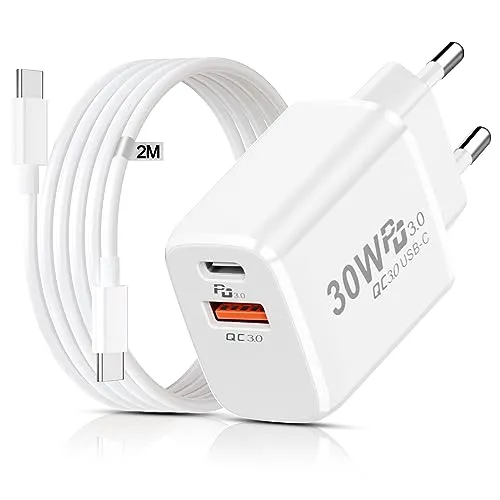 30W USB C Ladegerät für Google Pixel 8 Pro, iPhone 15 Pro Max & Samsung S23 - Netzteile für Handys mit 30W PD3.0 Schnellladegerät, das Ihr Gerät in nur 30 Minuten auf 60% auflädt und gleichzeitig Datenübertragung ermöglicht.