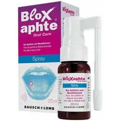 Bloxaphte Oral Care Mundspray - Mundspülung zur gezielten Behandlung von Aphthen und Mundverletzungen, bildet einen schützenden Film und fördert die Heilung mit Hyaluronsäure und erfrischendem Pfefferminzgeschmack.