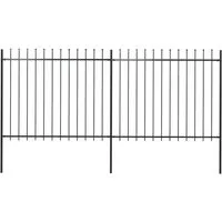 vidaXL Gartenzaun mit Speerspitzen 3,4 x 1,5 m Schwarz - Metallzaun aus pulverbeschichtetem Stahl mit dekorativen Speerspitzen für maximale Sicherheit, ideal für die Abgrenzung von Garten und Grundstück. Einfache Montage mit enthaltenem Zubehör.