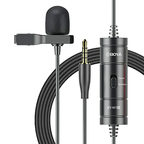 BOYA BY-M1S Professionelles Lavalier-Revers-Mikrofon Omnidirektionales Kondensatormikrofon für iPhone, Android, Smartphone, DSLR, Camcorder, Audio-Recorder, PC Laptop Aufnahme
