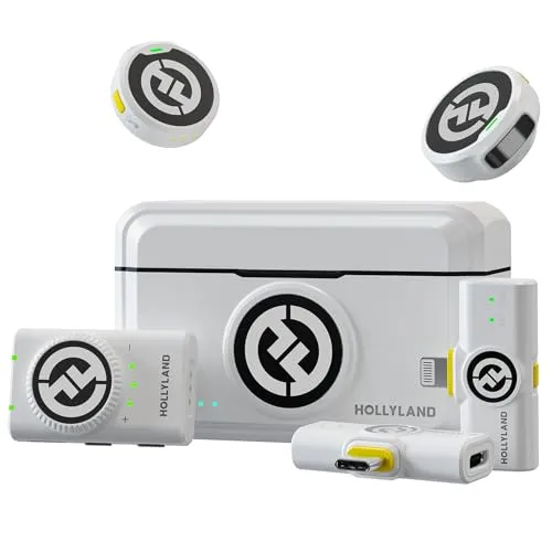 Hollyland Lark M2 Wireless Lavalier Mikrofon - Mikrofon mit 48kHz/24 bit Hi-Fi Audio, 40h Akkulaufzeit und 300m Reichweite - ideal für Vlogs und Interviews mit hervorragender Klangqualität und Geräuschunterdrückung.