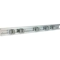 WAGNER hooks4tools Gerätehalter CLIPS & SCHIENE AUSZIEHBAR - Haken zum Festschrauben & Festnageln, ausziehbare Schiene aus Aluminium mit 5 stabilen Clips für Geräte bis 2 kg pro Clip – ideal für eine ordentliche Werkstatt.