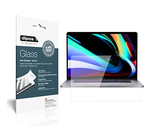 dipos I 2X Displayschutz klar kompatibel mit Apple MacBook Pro 16 Zoll (2020) Schutzfolie 9H Anti-Shock