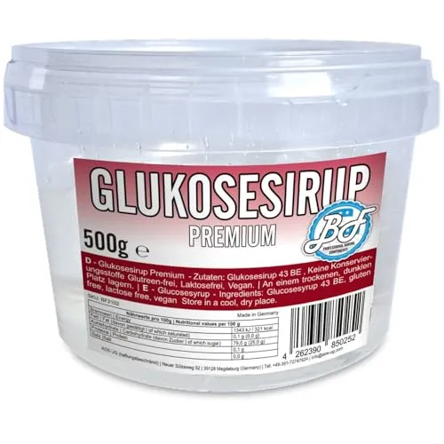 Brotfrei Glukosesirup Premium 500g | Ideal zum Backen und Dekorieren | flüssig, transparent, essbar | Glukose Bonbonsirup Glucose Backsirup Syrup