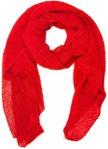 styleBREAKER Damen Schal fein gekreppt | Leichter Plissee-Schal für stilvolle Looks | Elegantes Halstuch mit fließenden Falten | Modisch Vielseitig & Angenehm weich | 96 x 192 cm, Farbe:Rot
