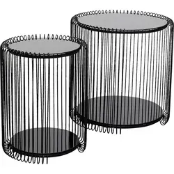 KARE Design Beistelltisch Wire Double Schwarz 2er Set - Moderne Beistelltische aus Stahl und ESG-Sicherheitsglas, ideal für kleine Wohnräume. Kompakt, langlebig und vielseitig einsetzbar in Wohnzimmer, Schlafzimmer oder Büro.