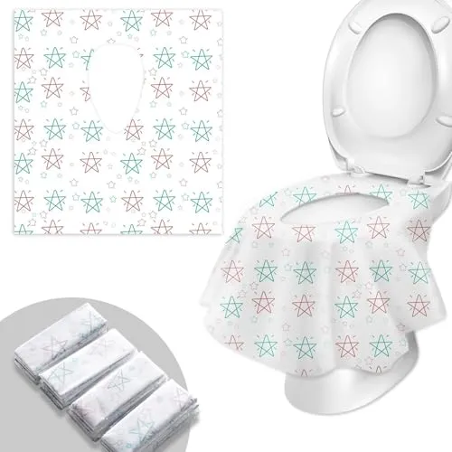 WUFANC 20 Stück Toilettenauflage Einweg, Universal Rutschfester Wasserdichter Und Antibakterieller Einweg-Toilettensitz, Toiletten Sitzbezug Kinder Und Erwachsene (Weiß-Pentagramm)