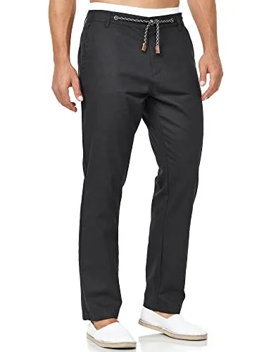 Indicode Leinenhose Veneto - Leichte Sommerhose mit Kordelzug, ideal für warme Tage, aus 55% Leinen und 45% Baumwolle, perfekt für Wanderungen oder Freizeitaktivitäten.