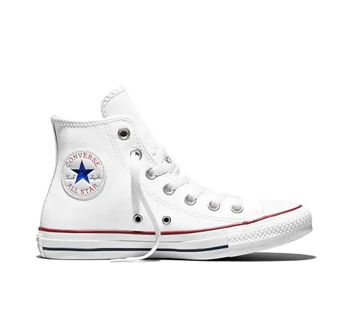 Converse Chuck Taylor All Star Basic Leather Hi Sneaker Weiß 36 EU - Sneaker aus hochwertigem Leder, knöchelhoch und sportlich, ideal für einen lässigen Look. Fällt groß aus: bitte eine Größe kleiner bestellen.