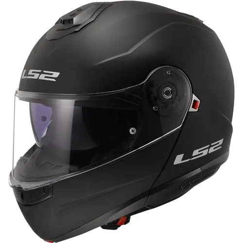 LS2 STROBE II Klapphelm Motorrad, Matt Black, L - Modularer Motorradhelm aus KPA-Polycarbonat, UV- und kratzfester Sonnenschutz, mit schneller Mikroschnalle und ECE 22.06 Zulassung für maximale Sicherheit.