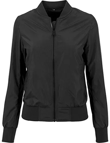 Build Your Brand Damen BY044-Ladies Nylon Bomber Jacket - Schwarz, S EU - Funktionsjacke aus hochwertigem Nylon, ideal für lässige Outfits und vielseitige Einsatzmöglichkeiten.