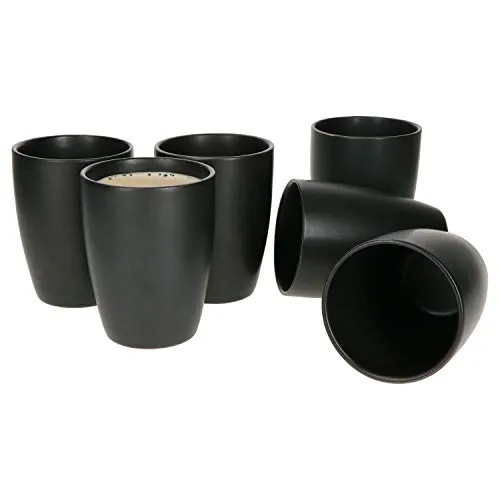 MamboCat 6er Set Kaffeebecher ohne Henkel Leopard Lampart Nero schwarz - Thermobehälter im Ethno Stil, ideal für warmen und kalten Genuss. Die henkellosen Steingutbecher in schickem Schwarz sind perfekt für Kaffee, Tee und mehr – ein echter Hingucker für 6 Personen!