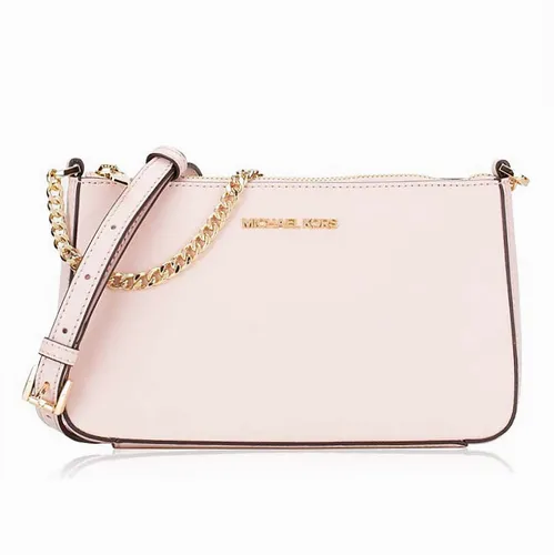 MICHAEL KORS JET SET TRAVEL MD ZIP Pouchette rosa - Damentaschen mit elegantem Logo-Design, aus hochwertigem Leder, ideal für stilvolle Anlässe. Die praktische Crossbody-Umhängetasche bietet genug Platz und einen goldenen Reißverschluss.