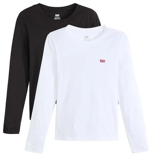 Levi's® Langarmshirt LS 2 Pack Tee mit Batwing Logo-Stickerei – XL (42) - Klassisches 2er-Pack Langarmshirts aus 100% Baumwolle, elastisch und pflegeleicht. Ideal für den täglichen Einsatz, figurbetonte Passform und stylischer Rundhalsausschnitt.