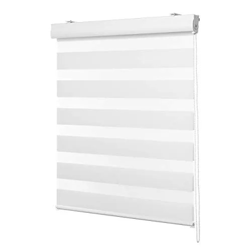 Ventanara® Doppelrollo Weiss mit Kassette Weiss Matt - Flexibler Sicht- und Sonnenschutz - Seitenzug- & Springrollos, individuell einstellbar für optimalen Sicht- und Sonnenschutz, ideal für Wohn-, Schlaf- oder Badezimmer, in Premiumqualität von Ventanara.