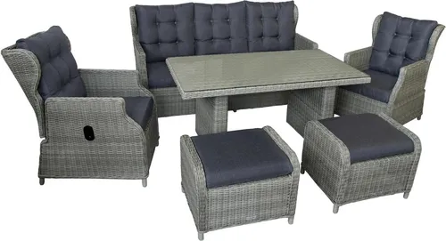 Bellavista Canelli Dining Garten Lounge Set - Rattan Möbel Garnitur Sitz Gruppe - Loungemöbel & Sitzgruppen für bis zu 7 Personen, aus langlebigem Polyrattan, ideal für gesellige Abende im Garten.