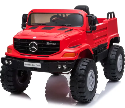 Mercedes Zetros Kinder-Elektroauto 12V mit 2 Sitzen - Lizenziertes Elektrofahrzeug für 2 Kinder mit 12V Akku, 2x45W Motoren und bis zu 7 km/h. Komfortabler Ledersitz und leise EVA-Reifen bieten ein sicheres Fahrerlebnis.