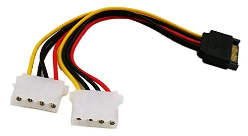 zdyCGTime 15,2 cm SATA 15-Pin Stecker auf Dual 4-Pin Molex LP4 weiblich IDE Festplatte Power Y-Adapter Konverter Kabel, Male zu Female für 12 V/IDE HDD DVD
