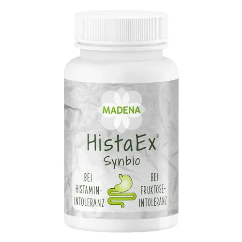 MADENA HistaEx Synbio – Probiotika für Histamin- und Fruktoseintoleranz - Probiotika Lactobacillus, fördert eine gesunde Darmflora mit 20 Mrd. Keimen pro Tagesdosierung und enthält magensaftresistente Kapseln für optimale Verträglichkeit.