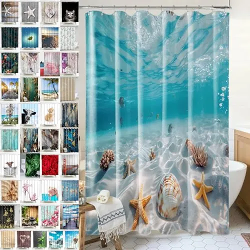 SANILO Duschvorhang Waterworld 180 x 200 cm – Hochwertiger Badvorhang - Robuster Duschvorhang aus 100% Polyester, 100% wasserdicht und mit Anti-Schimmel-Effekt. Einfach zu montieren und pflegeleicht bei 30°C – ideal für jedes Badezimmer!