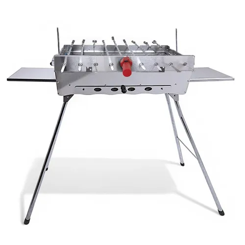 Mangal Edelstahl 2 mm Schaschlickgrill Set - Grill für Schaschlikliebhaber, mit automatischem Spießdreher und robustem Edelstahl. Ideal für Camping und Outdoor, sorgt für zartes Fleisch durch gleichmäßiges Grillen.