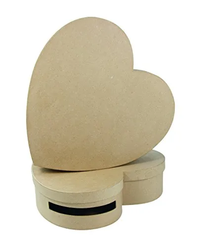 Décopatch EV003O Set mit 2 Herz-Briefkästchen - Bastel- & Malmaterialien: Kreatives Set aus handgefertigtem Pappmaché, ideal zum Verzieren und Personalisieren für einzigartige Deko- und Bastelprojekte.