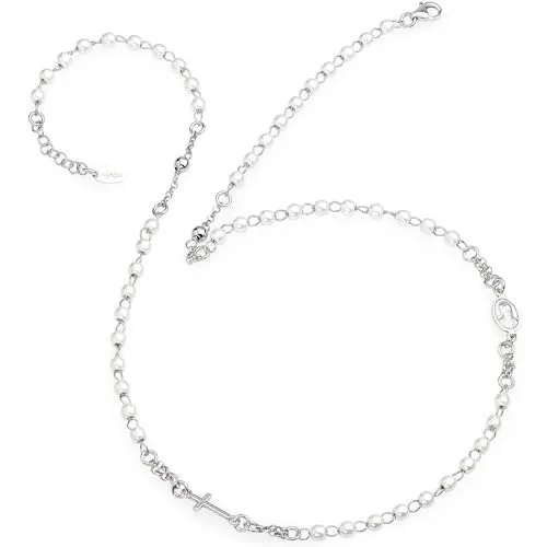 Halsband Amen CROBB3 Silber 925 mit Perlen - Elegantes Halsband aus 925er Silber mit schmuckvollen Perlen, ideal für besondere Anlässe oder als stilvolles Accessoire für den Alltag.