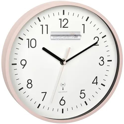 TFA 60.3550 Analoge Funk-Wanduhr 245 mm - Wanduhren mit klassisch-elegantem Design und höchster Genauigkeit durch Funksignal. Gut ablesbares Zifferblatt mit farbigem Sekundenzeiger, ideal für Zuhause oder Büro.