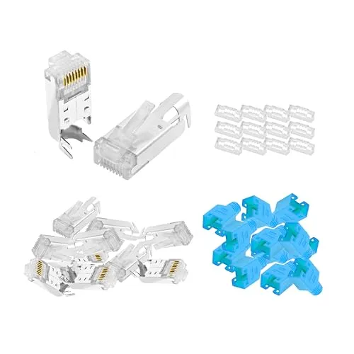 BIGtec RJ45 Stecker Netzwerkstecker 10 Stück Hirose TM11 blau Hochgeschwindigkeits Verbindung für Fast Ethernet 100BASE-TX AWG 26-27