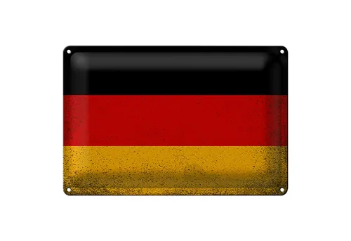Roomando Metallschild Flagge Deutschland 18x12cm Flag Germany Vintage