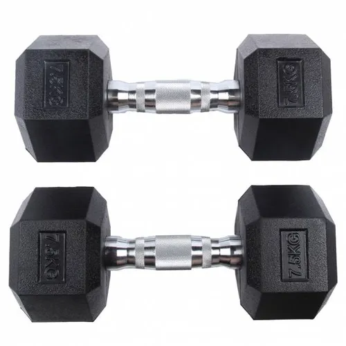 SPORTINATOR 7,5 kg Hexagon Hantel 2er-Set - Hantelsets für vielseitiges Training, sichere Hexagon-Form verhindert Wegrollen und ermöglicht einfaches Stapeln, ideal für Bodybuilding, Cross-Training und mehr.