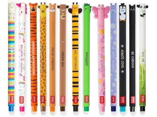 LEGAMI Set mit 13 radierbaren Gelstiften – Kreative Designs für jeden Anlass - Set mit 13 radierbaren Gelstiften in niedlichen Motiven. Ideal für Schule, Büro und Freizeit. Die thermoempfindliche Tinte ermöglicht einfaches Löschen ohne Papierverlust. Perfekt als Geschenk für kreative Köpfe!