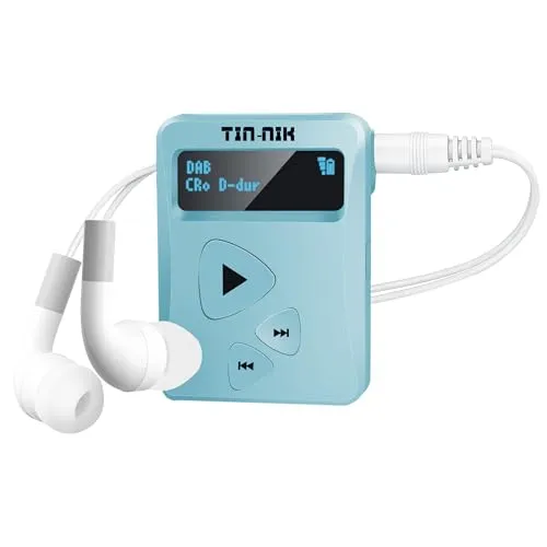 Tin-Nik DAB-398WS-SB Tragbares DAB/DAB+/FM-Radio, Digitales RDS-FM-Mini-Taschenradio mit wiederaufladbarem Akku, Ohrhörer, Auswahl an Groß und Klein